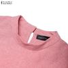 ZANZEA Women Casual Stand Collar Short Sleeve Irregular Blouse