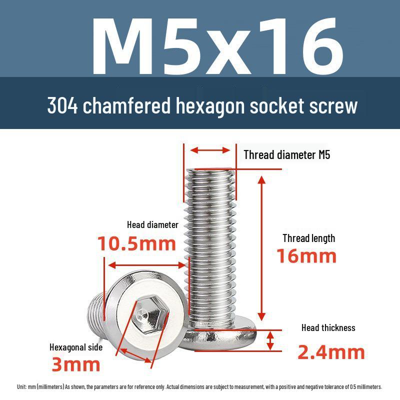 Yigu 304 Stainless Steel M2-M12 Countersunk Flat Head Hex Screw for Furniture & Cabinets