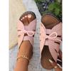 Ladies' Flat Bottomed Casual Slippers, Women's Summer Thick Soled Hollow Bow Sandals, Breathable and Comfortable