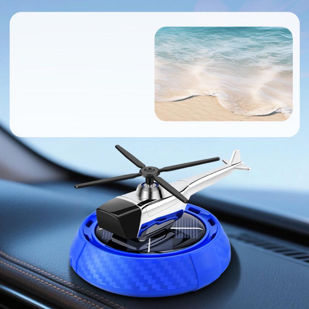 Automotive Solar Powered Rotating Diffuser with Helicopter Design for Aroma Diffusion and Neutralization in Car Interiors