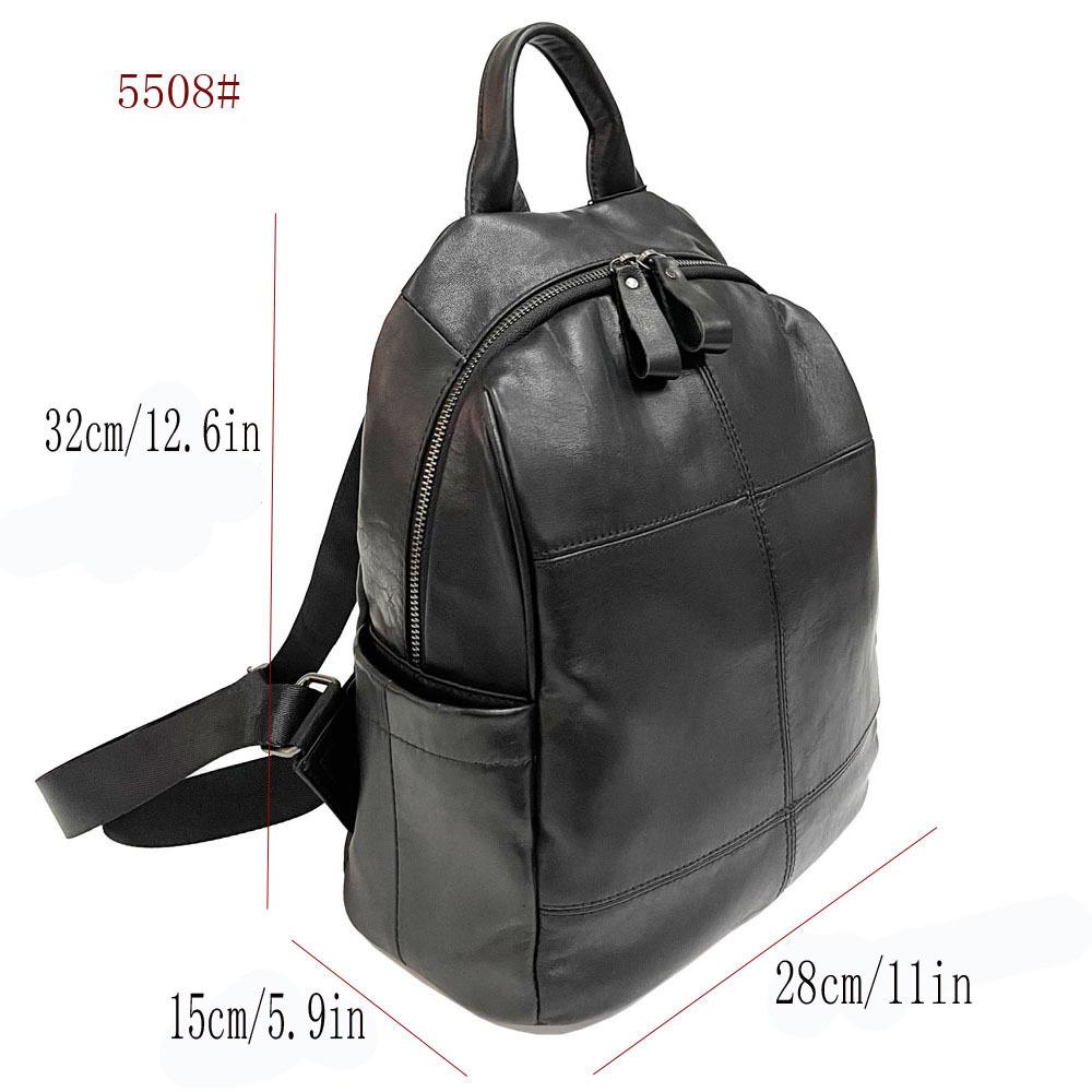 Damen Ledertasche Schwarz Erste Schicht Rindsleder Damenrucksack Trendige Mode Vielseitige Damentasche Weiches Leder