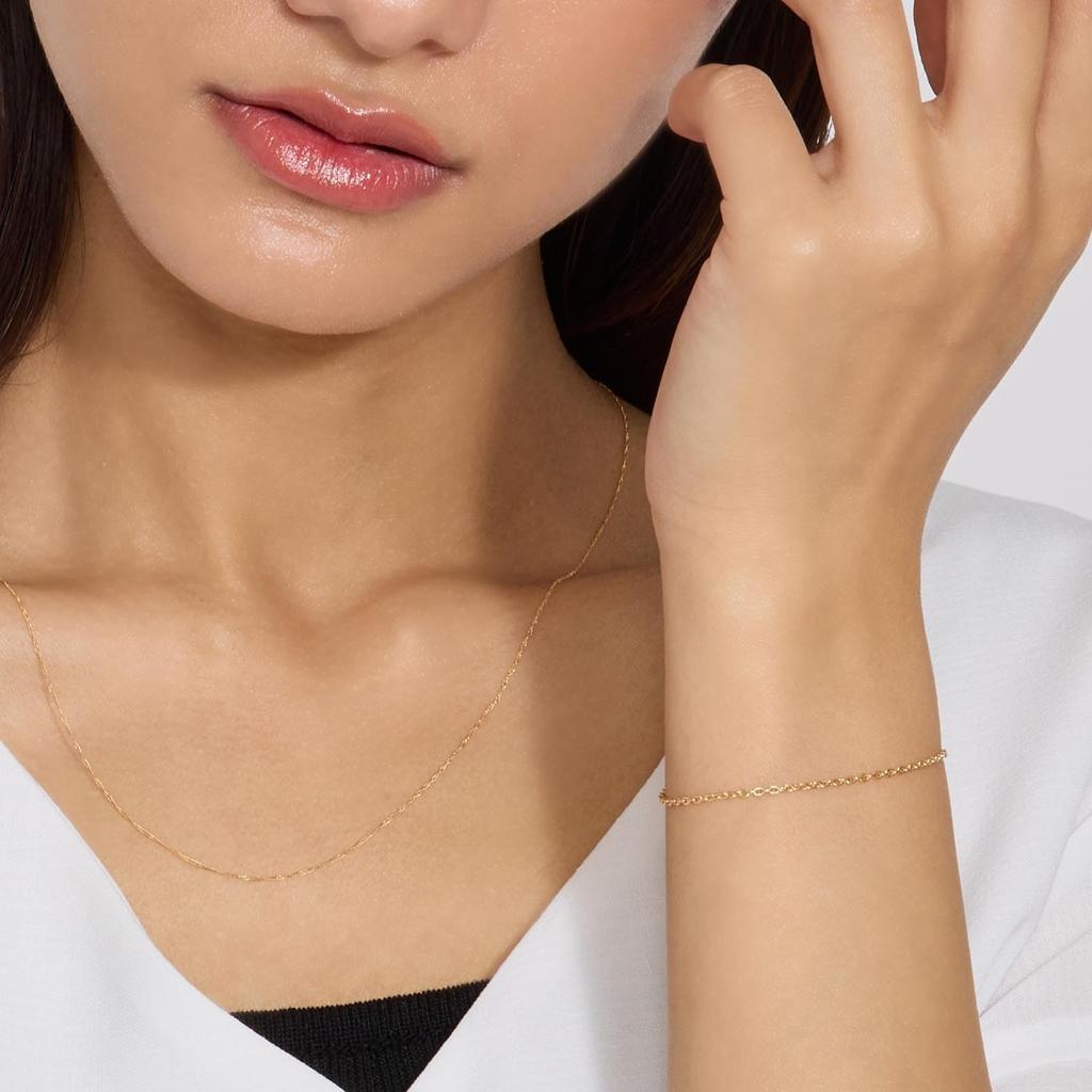 Chain Bracelet Round Red Bean Width K18 Gold Slide Adjuster Chain Total Length 20cm Weight [Lara Christie] 0.45 Approx. 1.5mm Approx. 2.06g