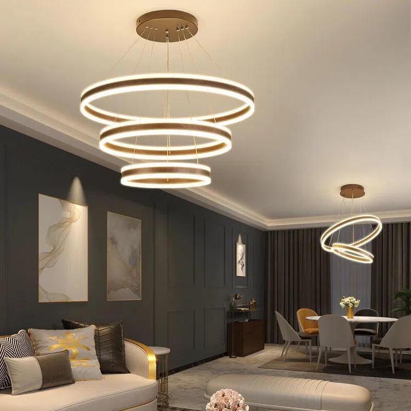 OEING Modern Black Four-Ring LED Pendant Light