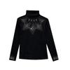 New High-neck Hollow Diamond T-shirt Top In Winter, Fashionable Slim Fit and Slim Base Shirt for Women