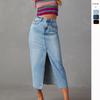 Spring 2024 A-line Denim Skirt - Cross-border Trade Style with Flirty Slit