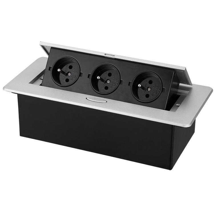 Silver French Standard Pop-up Desktop Power Socket