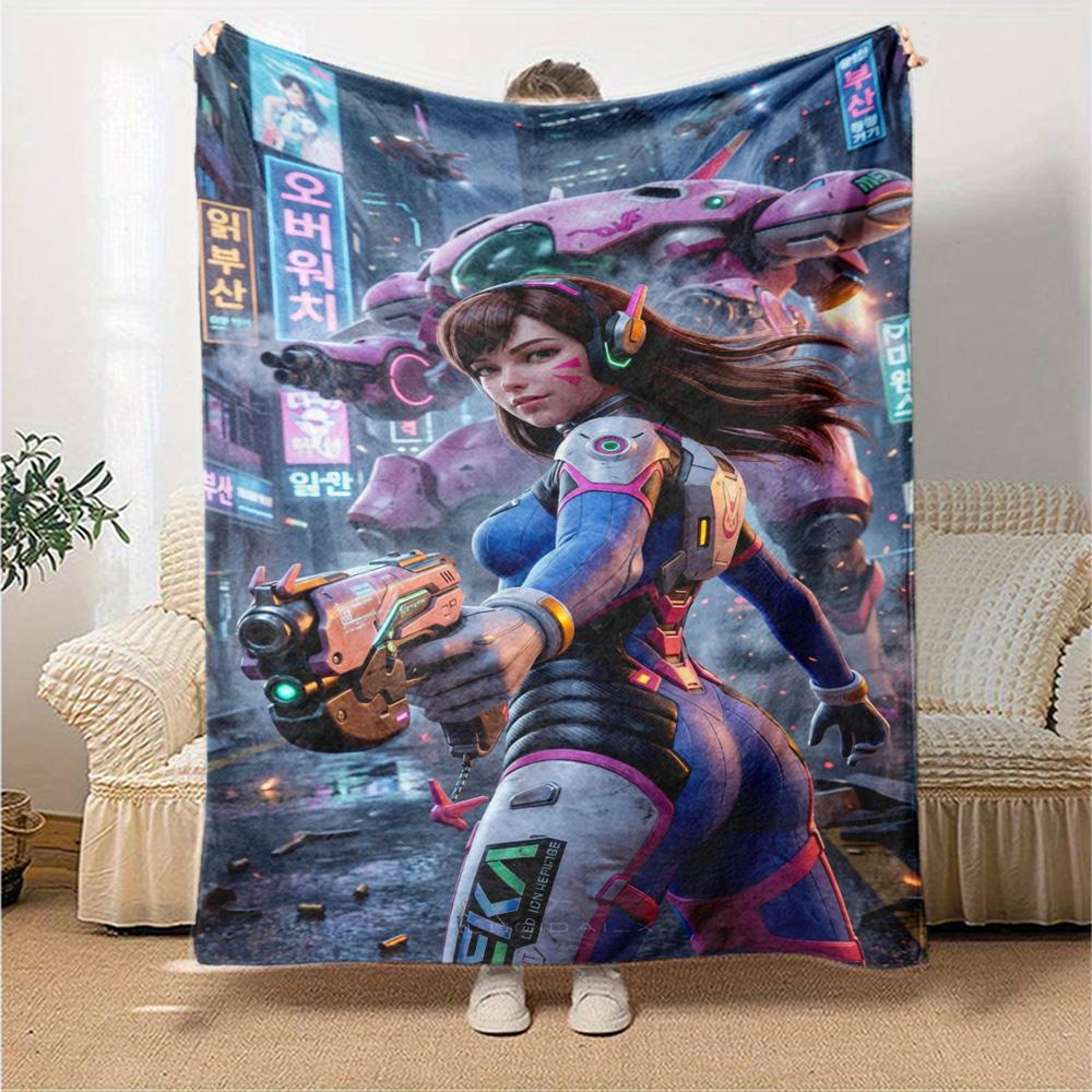 Overwatch Heroes Print Flannel Blanket High Quality Warm Comfortable Cover for All Seasons Perfect for Gifts Home Decor