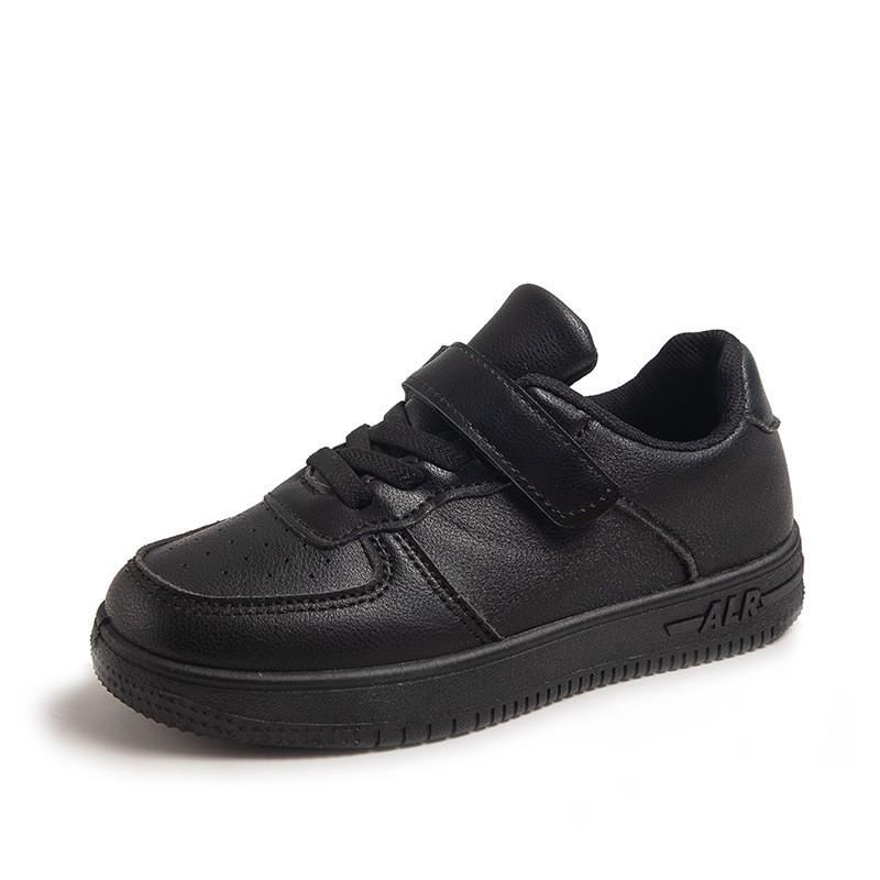 Kids Casual Sneakers Boys Girls Soft Sole Non-Slip Rubber Breathable Plain Black White