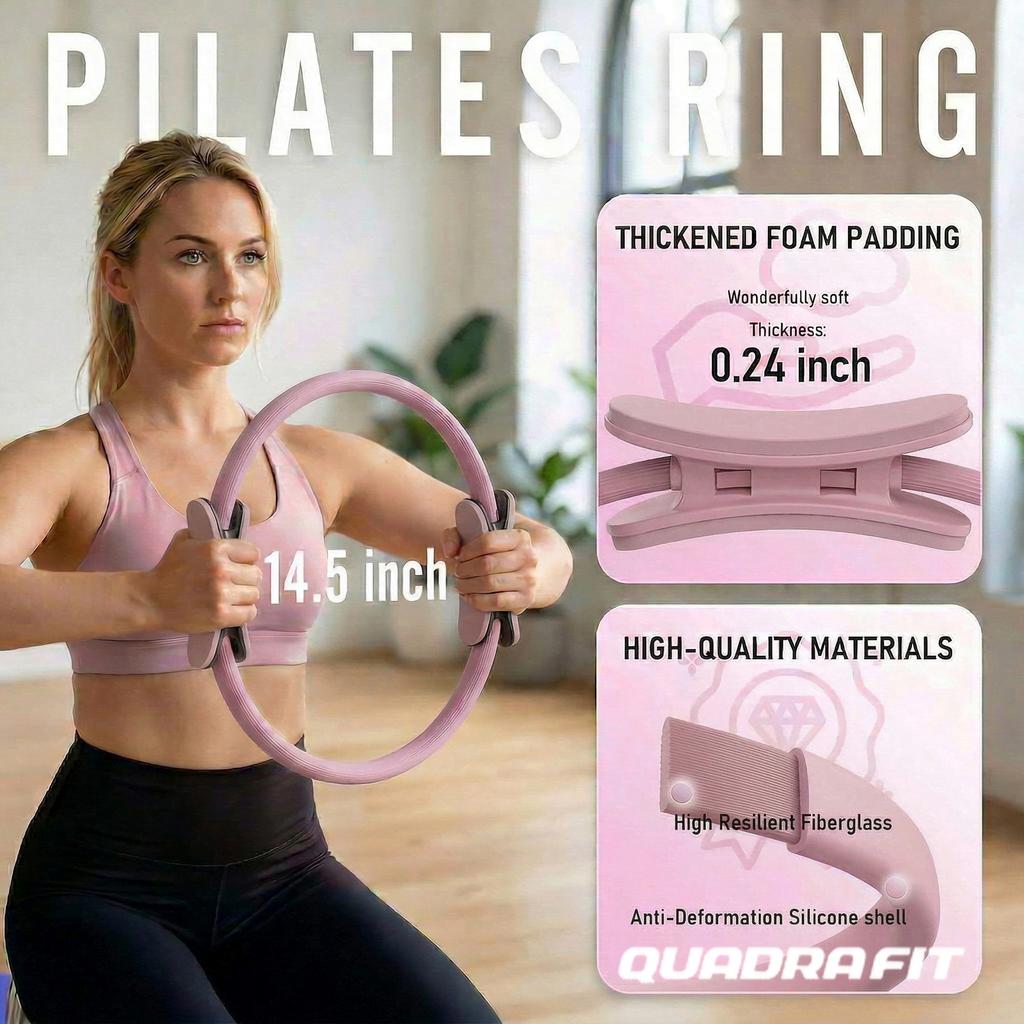 Custom Printed Pilates Fitness Bundle Thick Pilates Mat Pilates Ring and Booty Resistance Band for Home Exercise