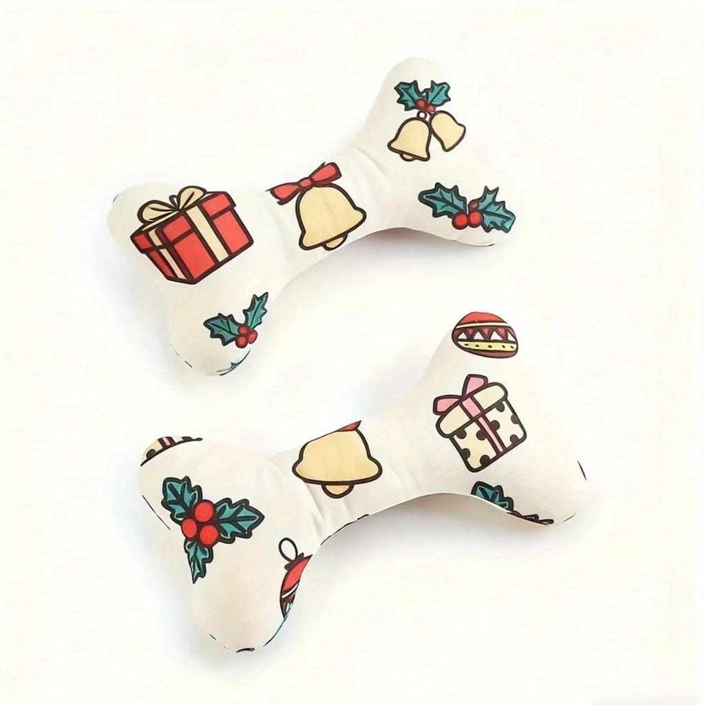 2 Christmas Dog Chew Toys - Festive Teeth Toys Designed with Santa Claus, Reindeer, and Christmas Tree Motifs - Healthy Teeth