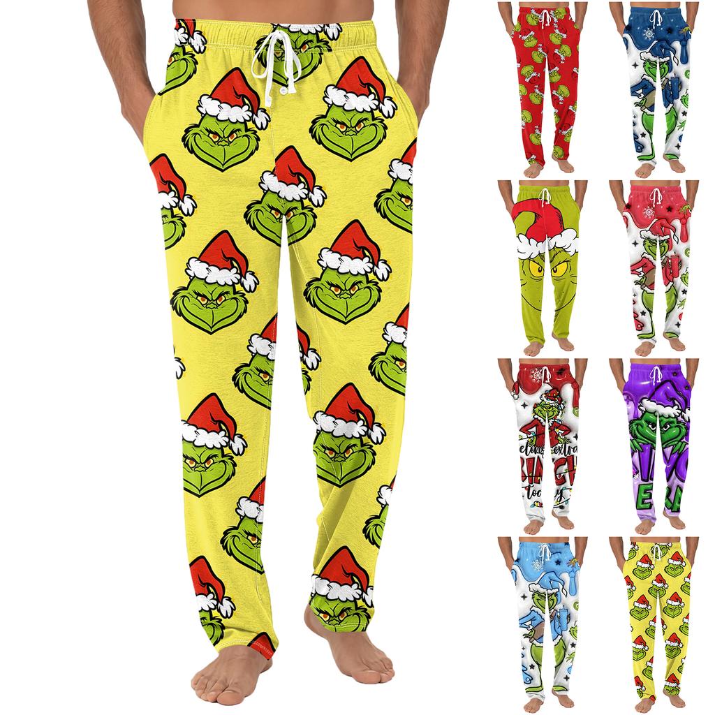 Men's Plain Knit Solid Pocket Casual Pants Home Pajama Pants