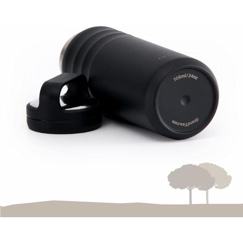 GRANDTIES Vacuum Insulated Stainless Steel Wide Mouth Water Bottle, 709ml, with Two Lids, Direct Drinking, Keeps Hot or Cold Water Hot for 12 Hours, K