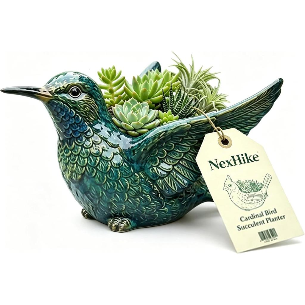 Cardinal Bird Succulent Planter,Red Resin Cardinal Flower Pot Decorative Indoor Outdoor Plant Pot for Succulents,Cute Animal Plant Pot Garden Desk