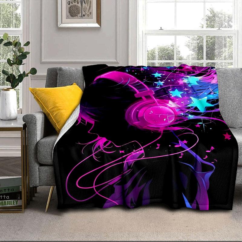 Music Waves Headphones Blanket Flannel Blanket Throw Blanket Sofa Cover Blanket Soft Premium Blanket Picnic Blanket Tv Blanket Gifts