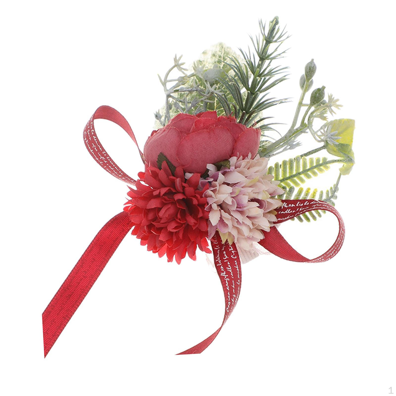 Браслет-бутоньерка на запястье Роза Искусственная Церемония Red