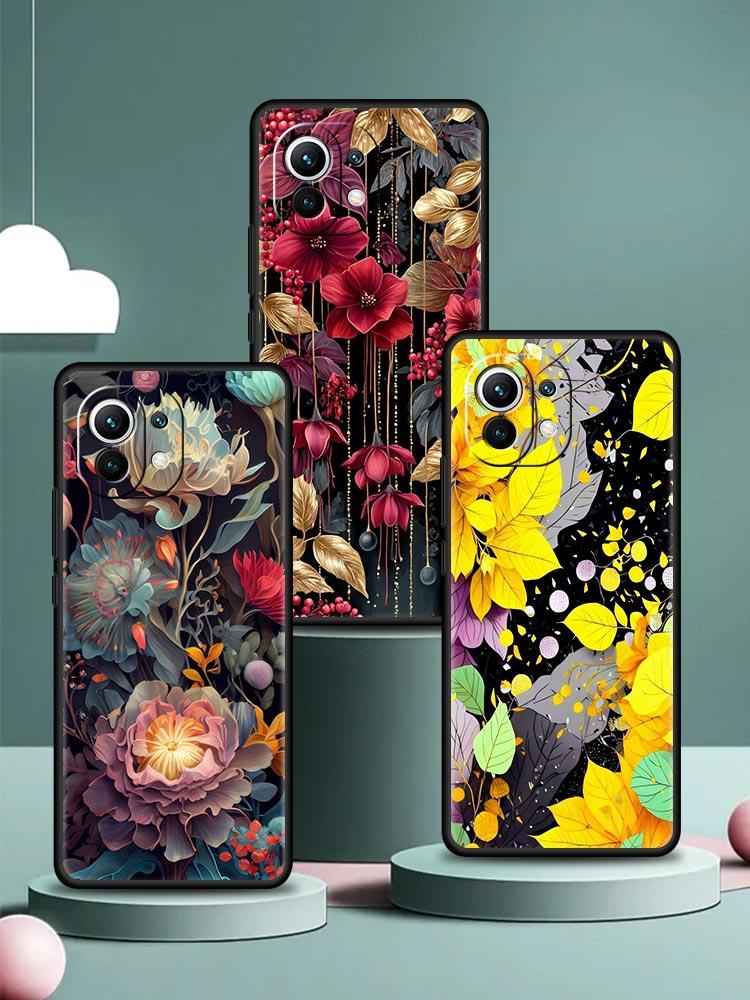 Abstract Plants Flower Phone Case Cover for Xiaomi Mi 17 15 14 13 12 11 Ultra 15T 14T 13T 12T 11T Pro Lite 5G Soft TPU Shell Bag