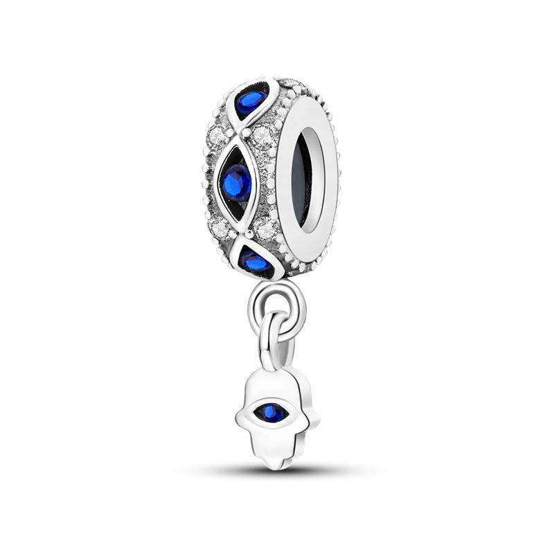 

Copper Beaded Pendant Shiny Blue Zircon Love Heart Star Original 3Mm Bracelet Women Fine Jewelry