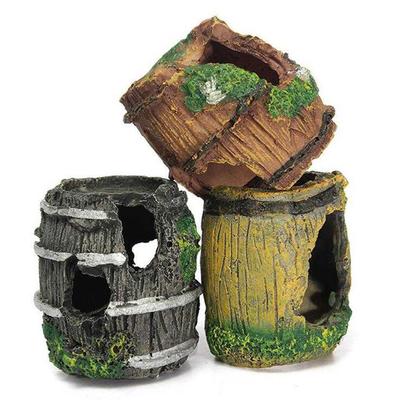 Aquarium Accessory Fish Tank Landscaping Resin Ornament Antique Barrels Decor