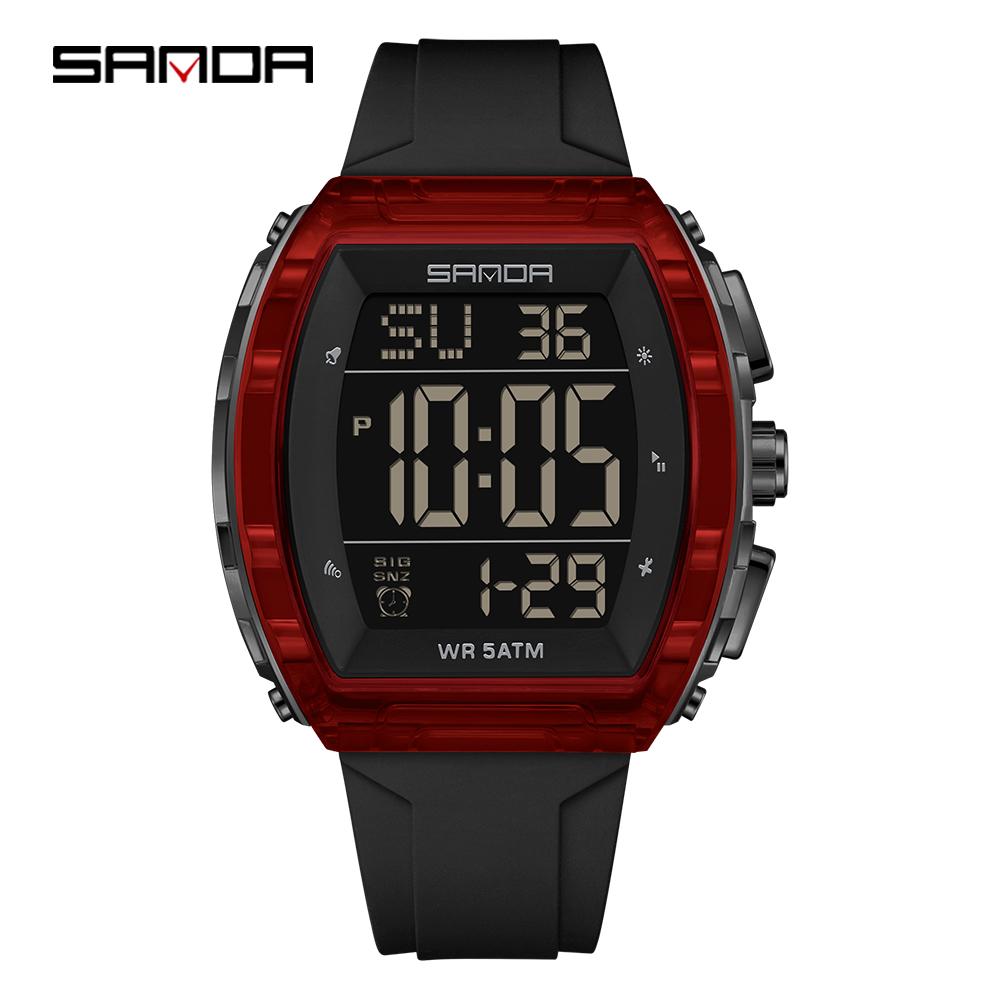 SANDA New 6286 Men's Electronic Watch Wine Barrel Shaped Multifunctional Waterproof LED Men's Electronic Watch