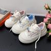 Leather Platform White Shoes Women's 2025 New Mesh Breathable Mesh Shoes Sweet Versatile Student Casual Lightweight Board Shoes