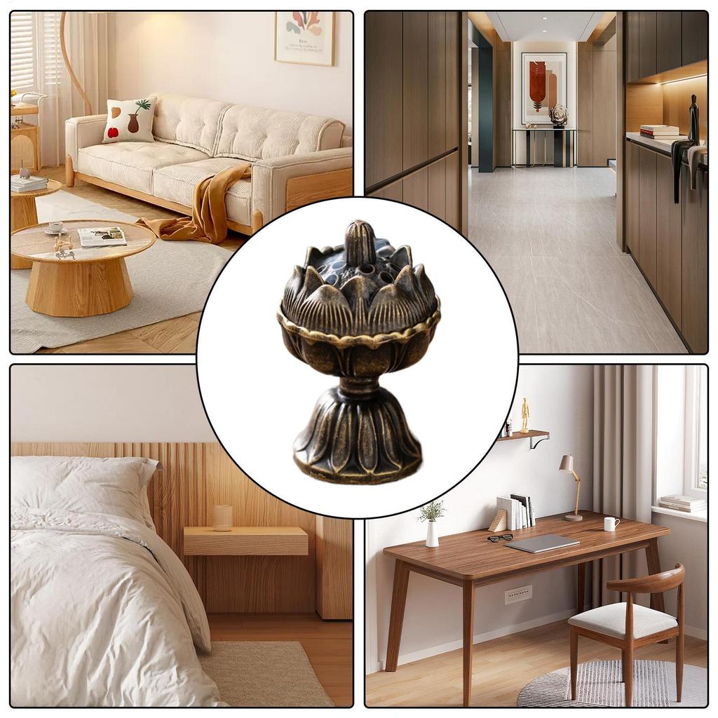 Metal Incense Burner Small Vintage Incense Holder Indoor Decorative Supplies Artistic Zen Decoration for Study Bedrooms Saunas