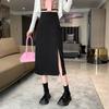 2024 Autumn High-Waist A-Line Slit Midi Skirt, Plus Size, Slimming Design