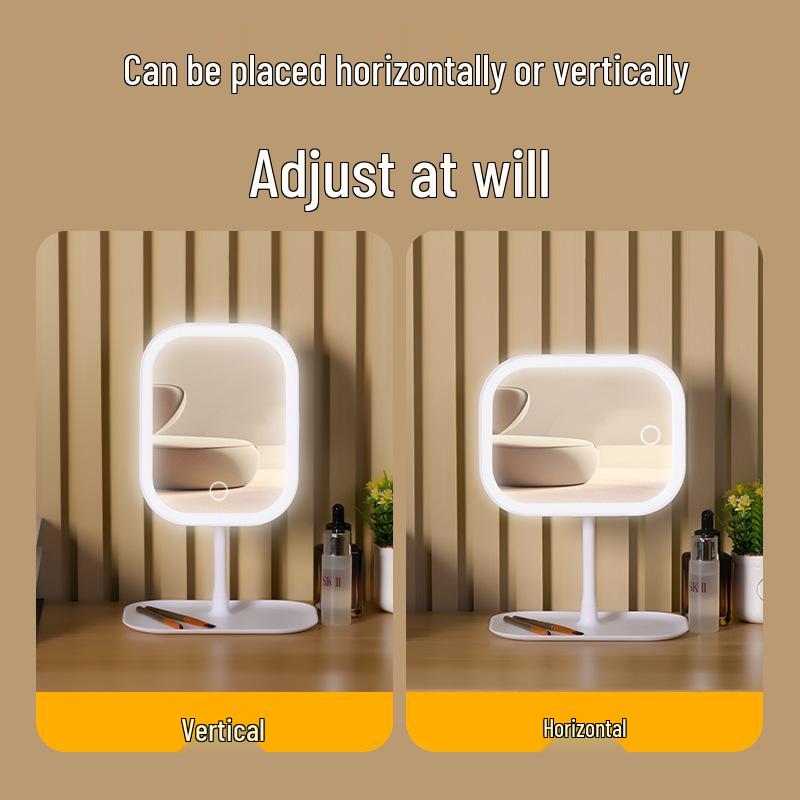 Specchio LED Trendy per Trucco con Luci per Dormitorio - Portatile, Rotante, Specchio da Tavolo