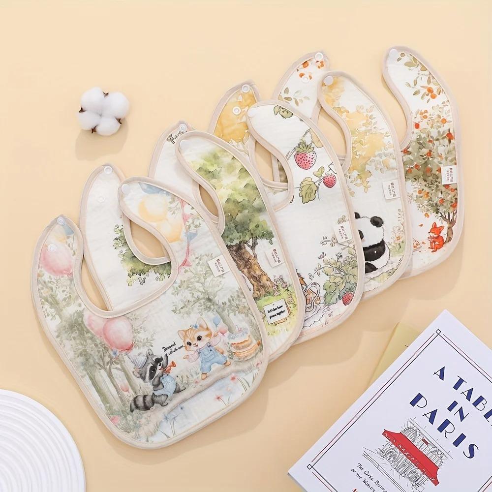 Cotton Baby Feeding Bib Adjustable Neck Burp Clothes Durable Saliva Towels  for Girls Boys