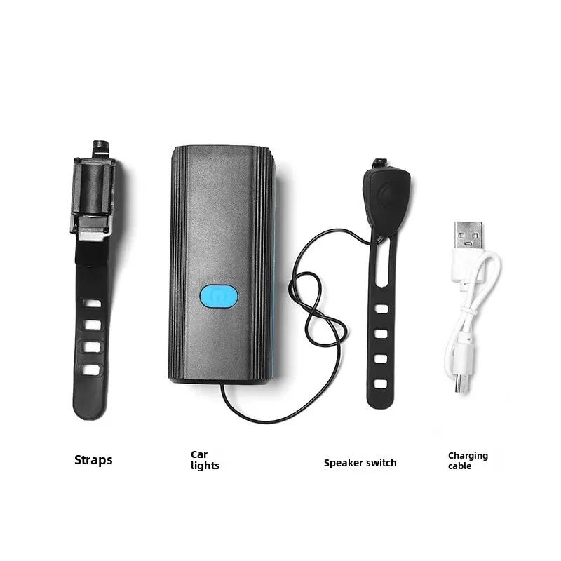 USB Rechargeable Bike Front Light with Horn - Night Cycling Illumination, Torch for Outdoor Safety and Visibility