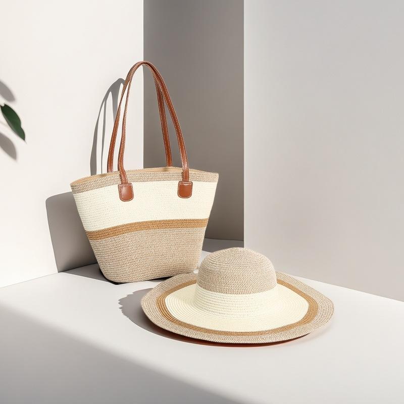 New Shoulder Straw Woven Bag Woven Bag Large Capacity Casual Versatile Fashion Women's Vacation Seaside Beach Woven Bag