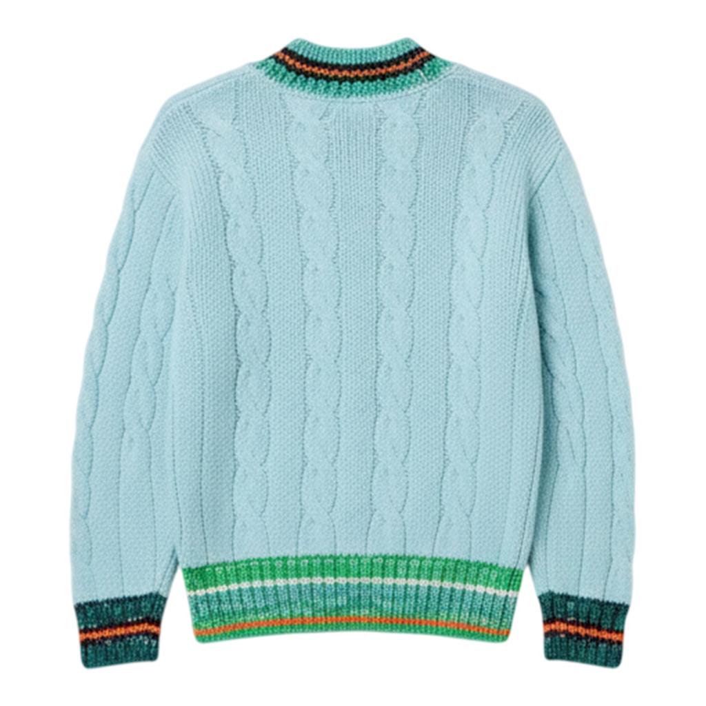 Lacoste Mens Cable Knit V Neck Sweatshirt