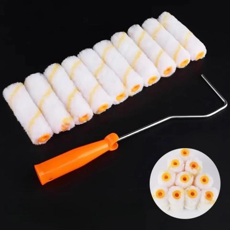 11pcs-1set Roller Brush Roller Core Wall Corner Brush Head Thumb Roller Core Small Corner Roller Bracket Paint Mixer Machine