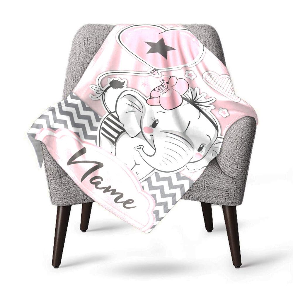 Elephant With Balloon Home Customize Your Name Blankets Comfortable Soft Lightweight Allseason Multipurpose Blanket For Picnic Sofa Office Bed Living