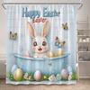 Funny Bunny Easter Shower Curtains Butterfly Watercolour Floral Rabbit Eggs Rustic Fabric Home Bathroom Curtain Decor With Hooks