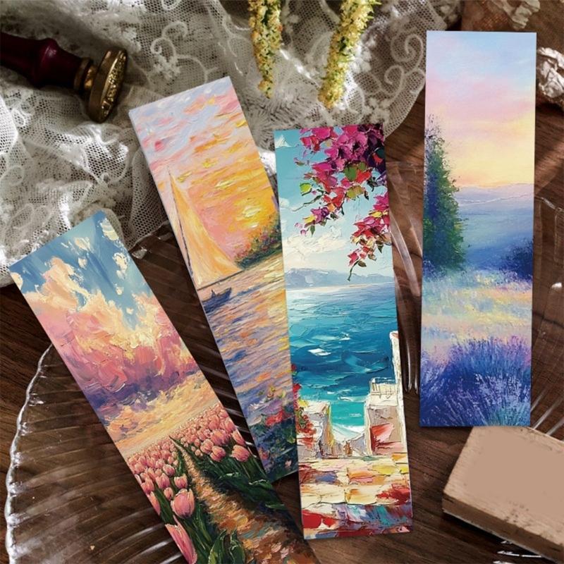 Set of 30 Landscape Pattern Bookmarks Book Page Divider Paper Book Page Divider Reading Book Mark for Student Kid