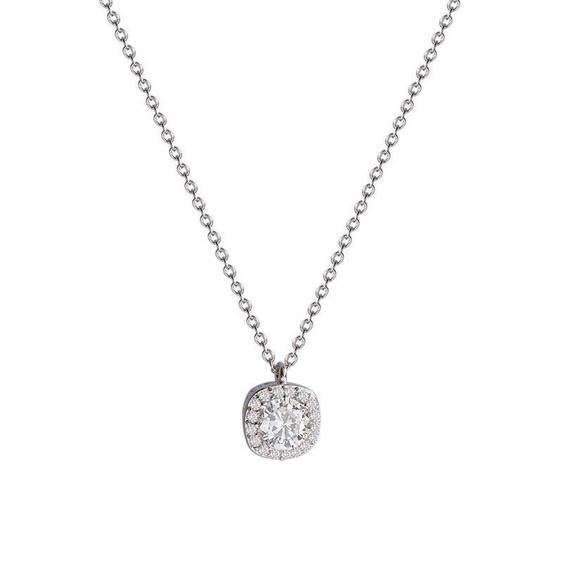 

S925 Silver Sparkling Cubic Zirconia Pendant Necklace , French Fashion Commuting Jewelry for Women 925 silver / option 2 білий