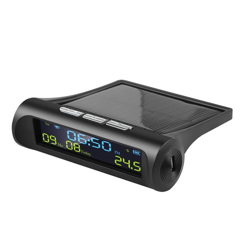 

Car Solar Digital Clock With LCD Time Date In-Car Temperature Display For Outdoor Personal Car Part Decoration