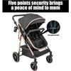 Poussette 3 en 1 Bébé Combinée Pliable 1 Clic Réversible Face Parent/Monde Cadre Aluminium Léger Confort Citadine Compacte