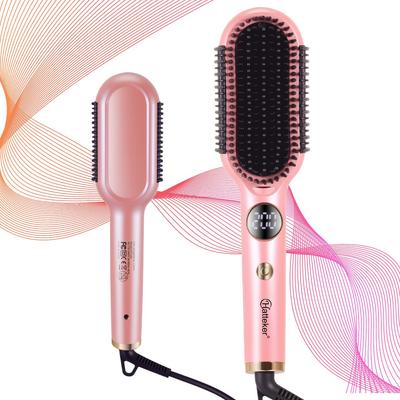 Escova Alisadora de Cabelo Aquecimento Rápido Chapinha e Escova de Cabelo 2 em 1 Cachos Alisa Profissional Pente Mais Largo