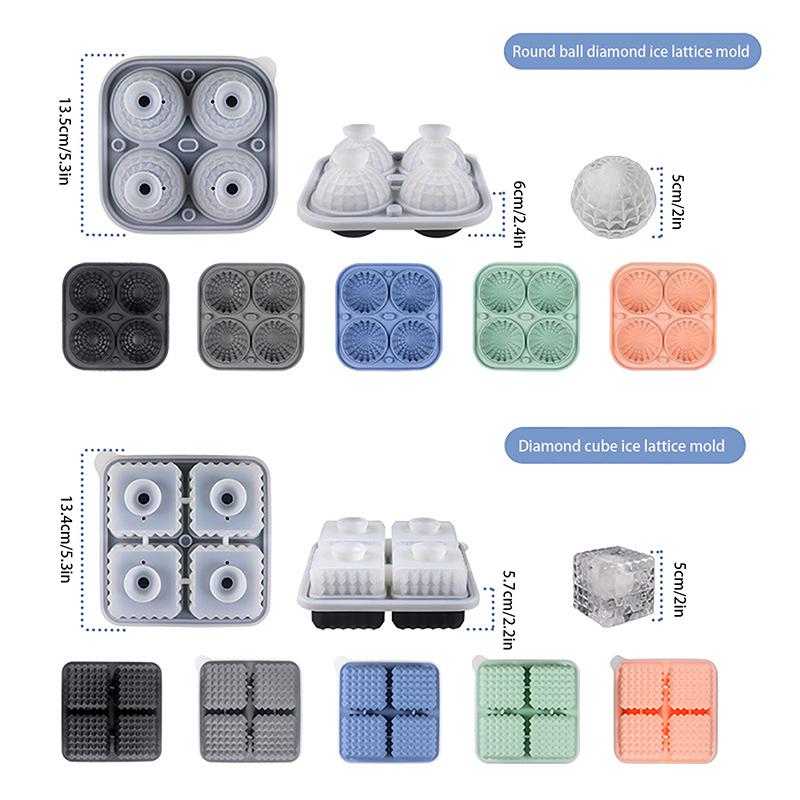 Silikon-Eisball-Maker Bar-Tools Große große runde Kugel Hohe Bälle Eisform Würfelform Tablett für Whisky Cocktail 3D