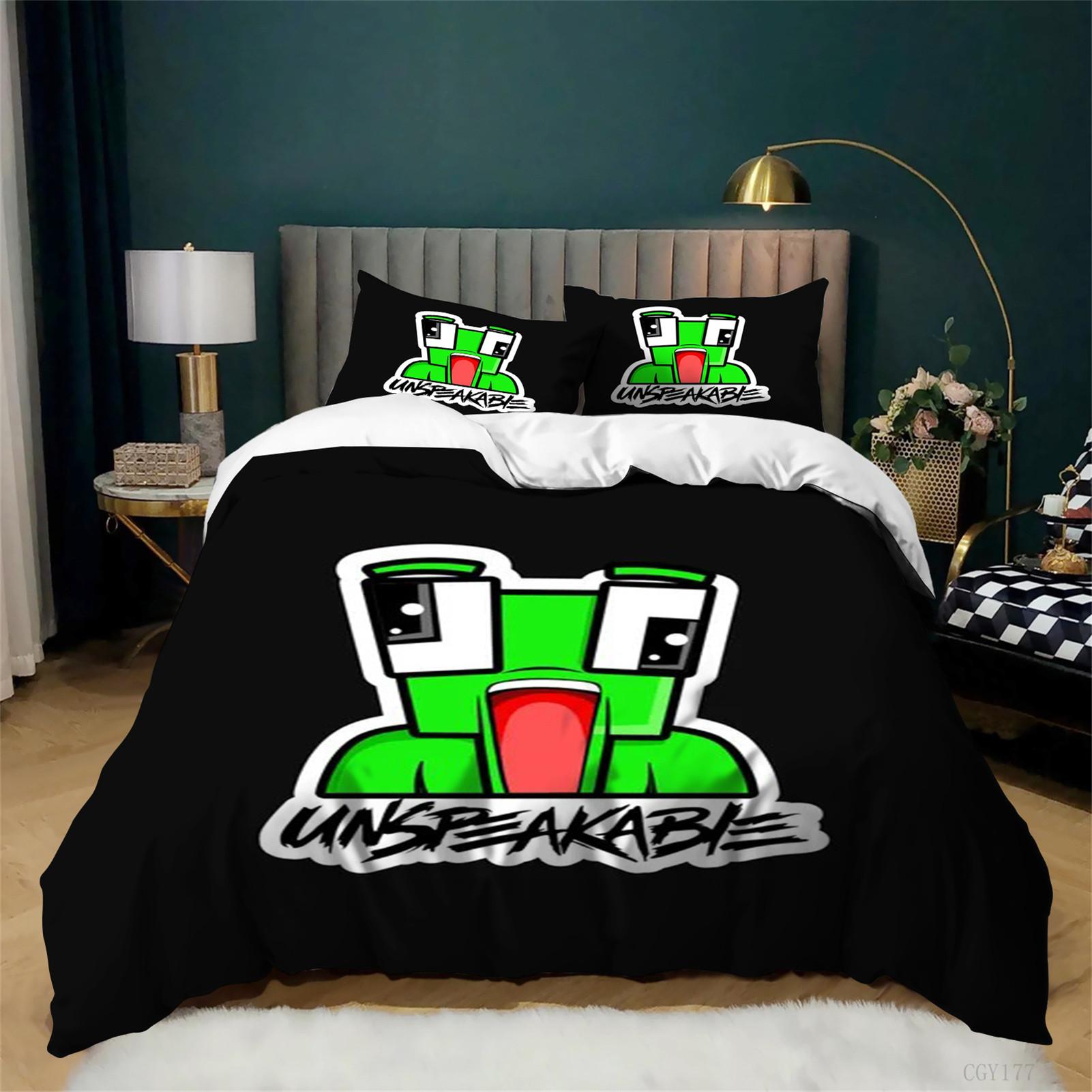Game Duvet Cover Set Unspeak_able Comforter Set Ultra Cozy Lightweight Quilt Cover 3 Pieces All Season Bedding Set 135x200cm