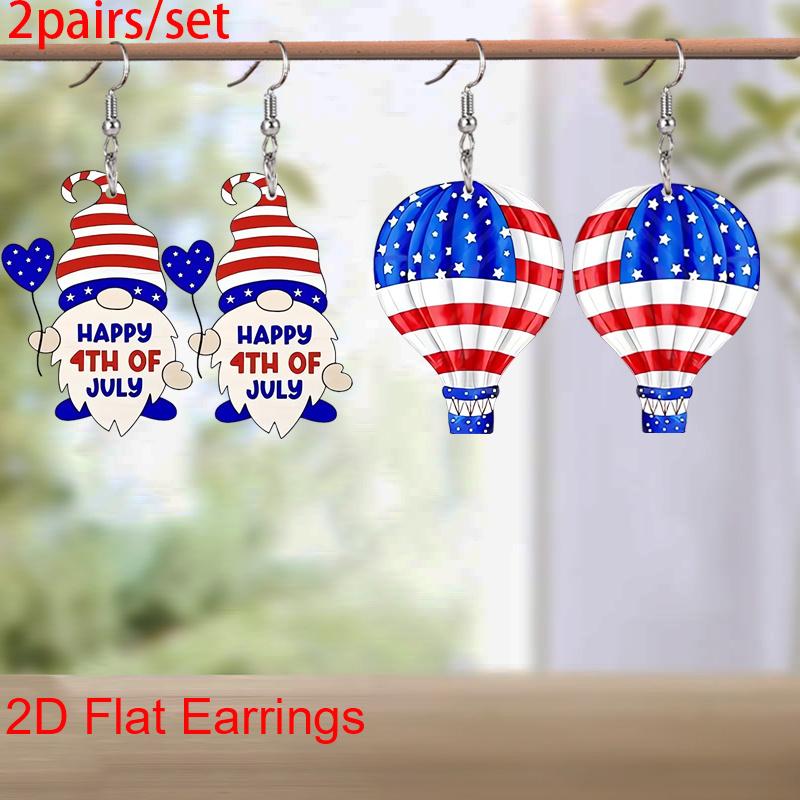 Independence Day Earring HAPPY 4TH OF JULY Love Balloon Dwarf Acrylic Earrings Drop Festival Celebration Earrings Patriot Earrings Women Fashion Gift