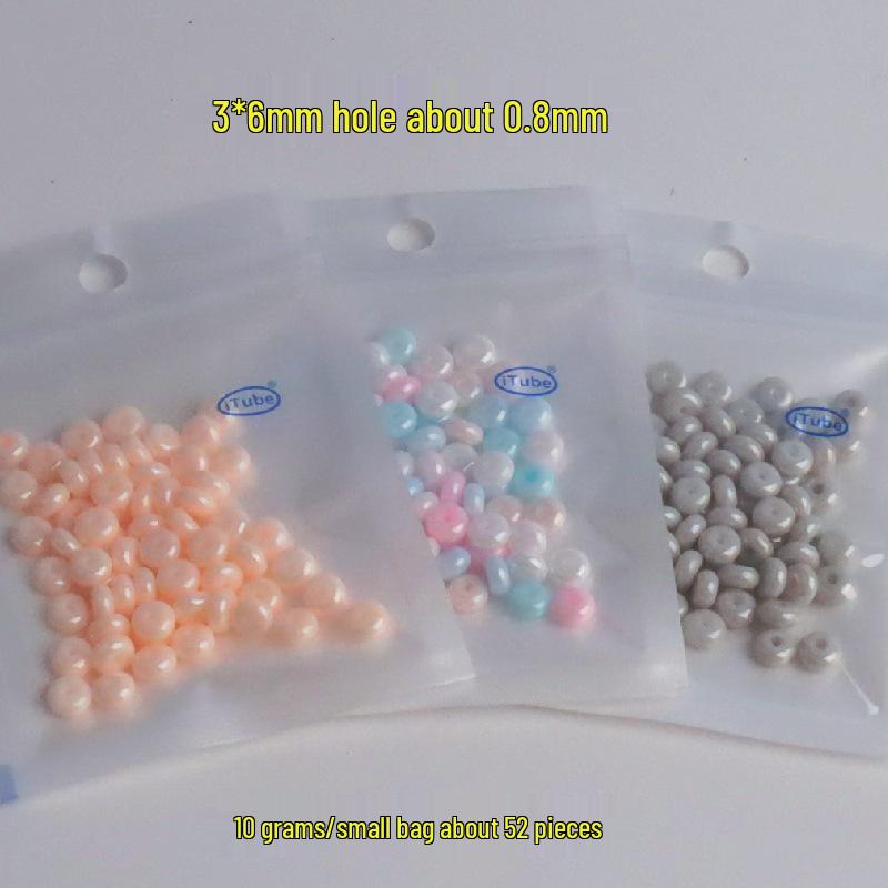 6mm Cream Macaron Pearlescent Glass Abacus Beads for DIY Jewelry & Hair Accessories