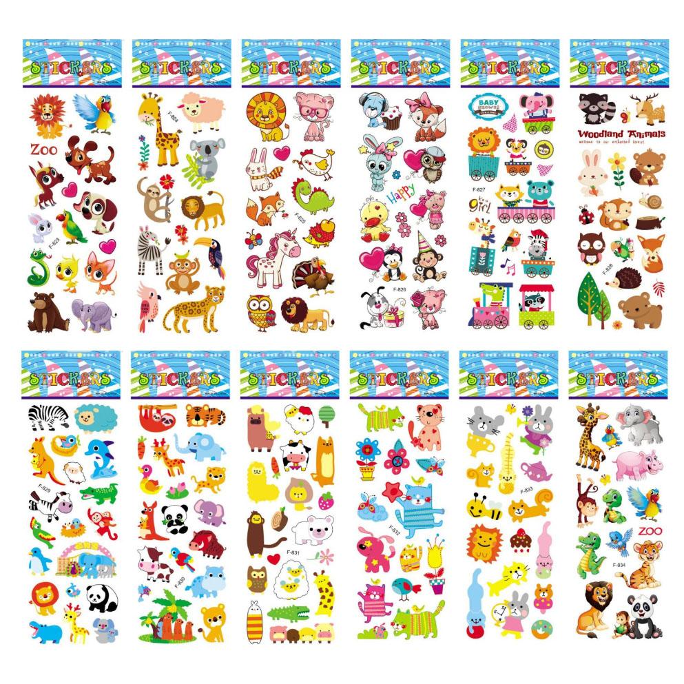 12 Sheets/Pack Kids Stickers Toy Creative Cute Seabed Animals Fishes PVC Sticker for DIY Scrapbooking Diary Phone Stickers