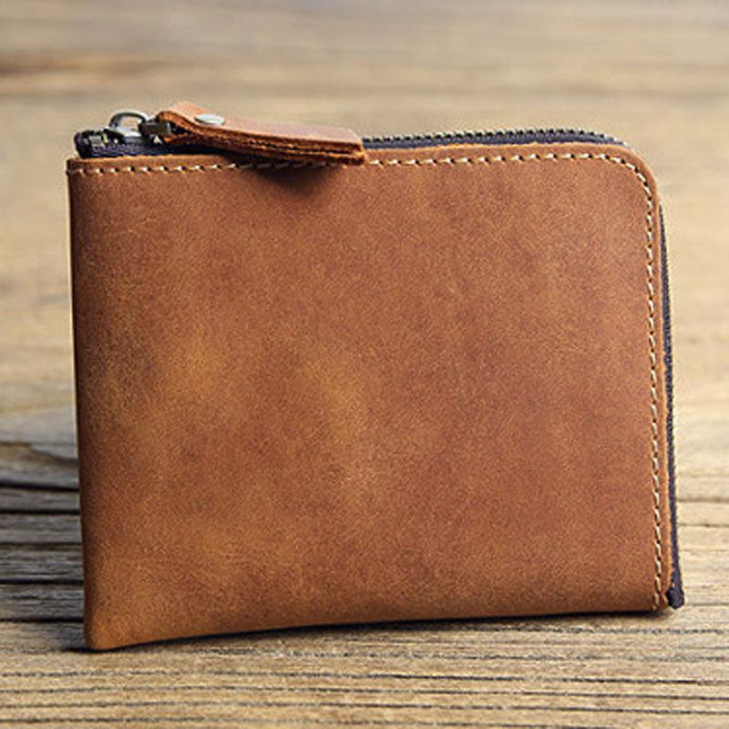 

Кошелек RFID ретро кожаный кошелек квадратный на молнии кошелек для мелочи Фабрика Кожгалантереи Гуанчжоу 11.5x9.5 светло-коричневого