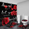 4Pcs Shower Curtain Set with Non-Slip Bath Mat, Toilet Lid Cover, Contour Rug & 12 Hooks, Bathroom