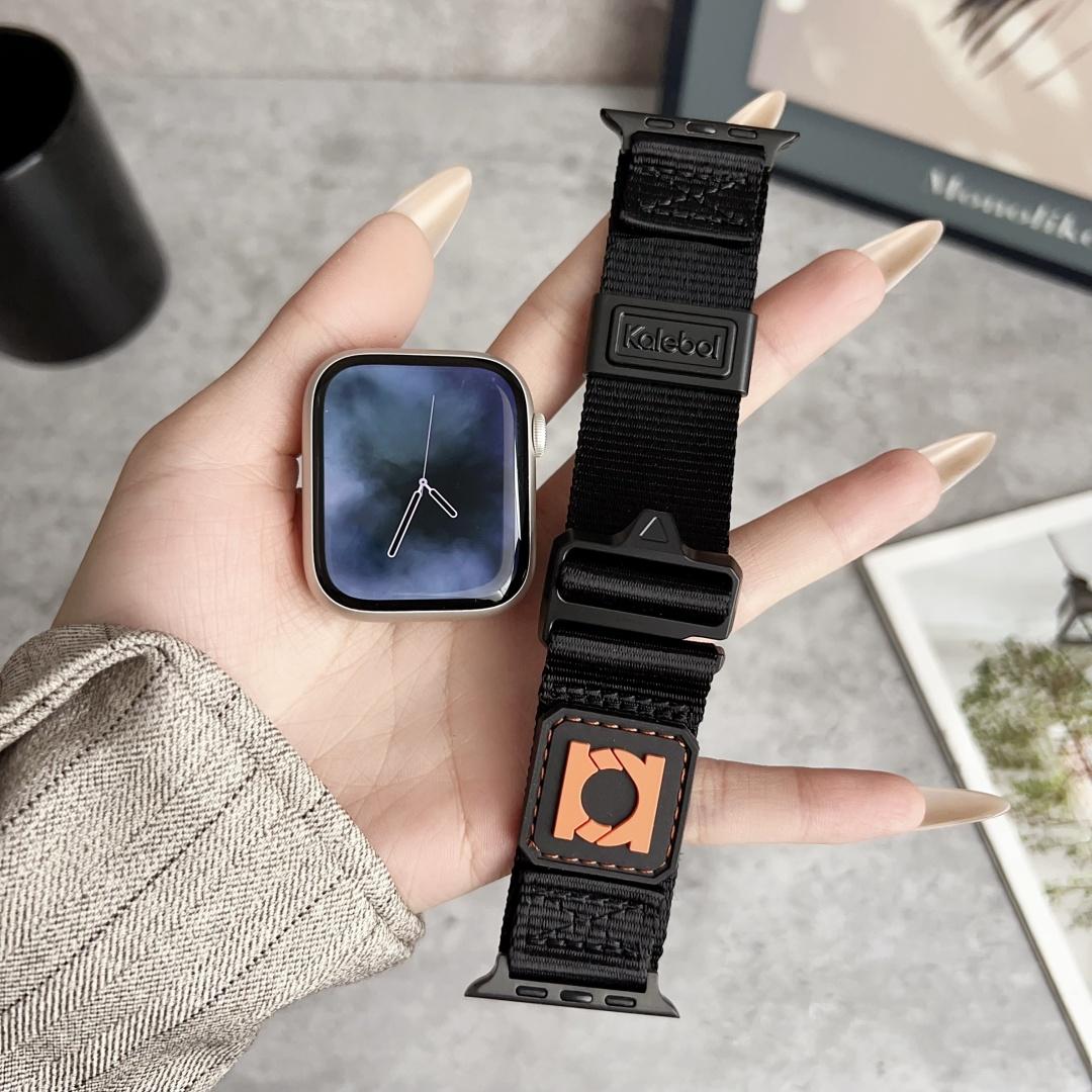 

Nylon Loop Strap For apple watch series 10 band 42mm 46mm 41mm 45mm 44mm 40mm 38m iwatch Ultra 2 49mm band 9 8 7 se 6 5 bracelet 42mm 44mm 45mm чёрный