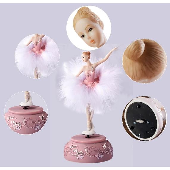 Ballerina Music Box Figurine Plays Swan Lake Tune, Musical Figure Hand-Painted Feather Skirt Ballet Recital Gift for Daughter Granddaughter Girls