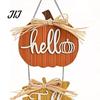 Kitchen Autumn Theme Decor Hello Fall Wooden Hanging Sign, Pumpkin Maple Leaf Door Hanger with Home Aesthetic Ornaments Tassel, Harvest Thanksgiving