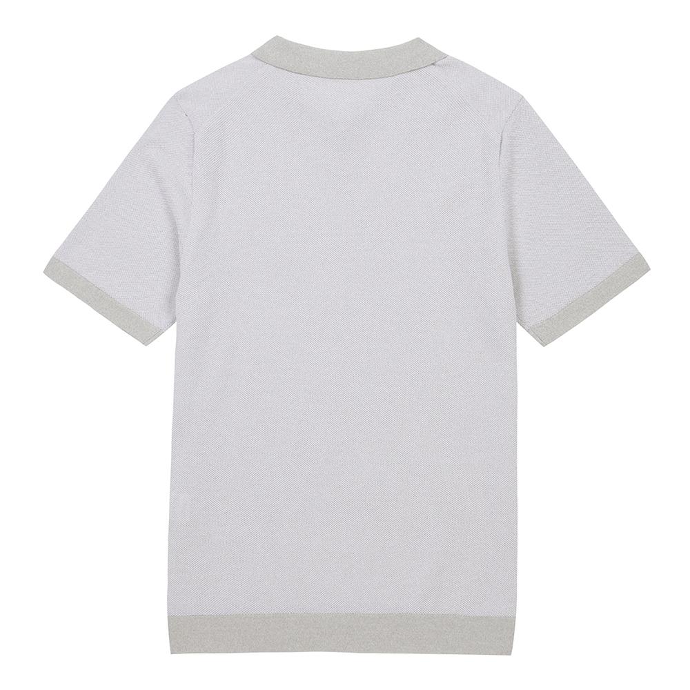 FERRAROMILANO Men'S Two-Tone Color Mix Collared Short Sleeve Sweater Light Grey (A0Ca20132)